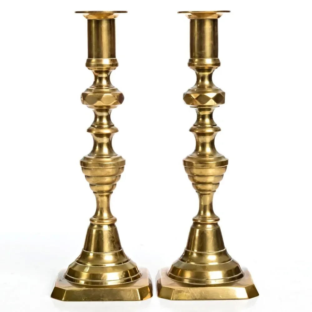 Solid Brass Candle Holders - Heavy Vintage - 8.5